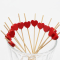 Heart shape wooden beads disposable party bamboo pick